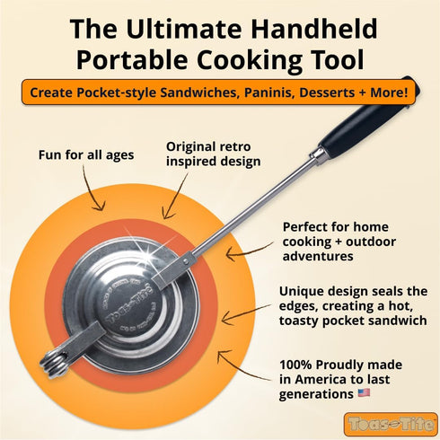 Sandwich Grill - Handheld Pie Iron, Sandwich Maker for Hot Sandwiches and Pies