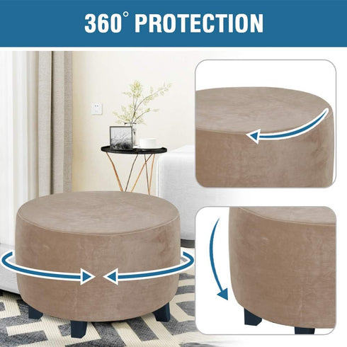 H.VERSAILTEX Round Ottoman Slipcover Ottoman Covers Slipcover Footstool Protector Covers Storage Stool Ottoman Covers