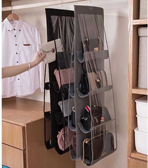 AARAINBOW Hanging Handbag Purse Organizer for Closet, 8 Pockets, Space Saving, 41 L x 13.5W, Black