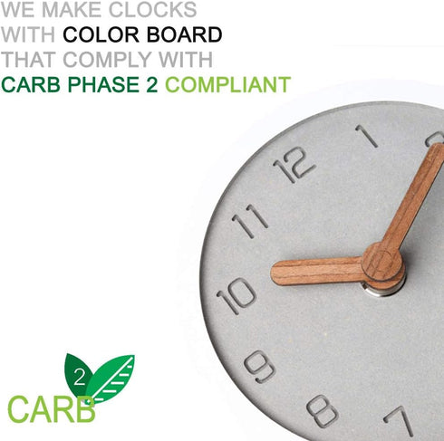 Wooden Silent Non-Ticking Battery Operated Clock - Decorative Small Mini Analog for Home and Office (White)