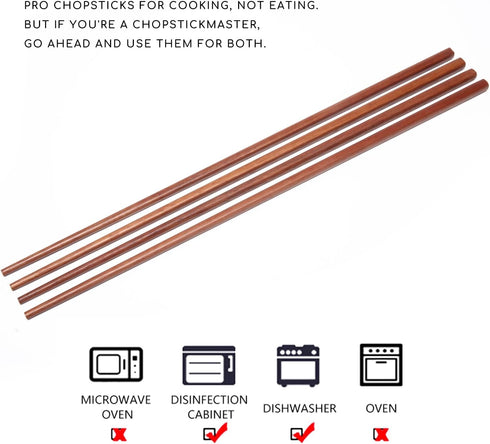 6-Pairs 16.5-Inch Wooden Cooking Chopsticks Set, Long Reusable for Wok Cooking and Asian Deep-Frying
