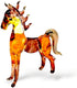 Tiny 2½" Long Brown Gold Standing Horse Figurine, Miniature Hand Blown Painted Glass