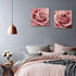 Gardenia Art Pink Rose Close Up Canvas Wall Art, 2 Piece Blush Pink Floral Paintings for Living Room or Office 12"x12"