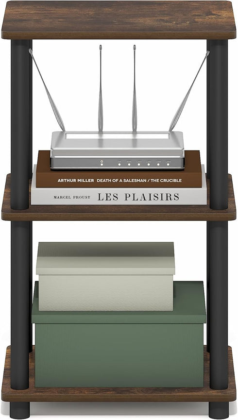 3-Tier Furinno Turn-N-Tube Storage Shelves, Open Frame Book Shelf, Standing Corner Shelf, Toolless Assembly, Open