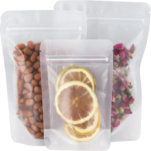 100 Pcs Resealable Bags, 3.9" x 5.9" Matte Stand Up Food Bags for Packaging Products, Herbs, Snacks, Tea, Spices