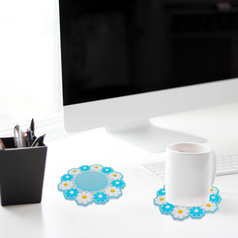 JXQGQ Set 4 (4 Coasters for Drinks, Cute Coaster for Coffee Table of Non-Slip PVC Silicone Coasters for Tabletop