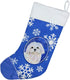 Caroline's Treasures SS4620-CS Maltese Winter Snowflakes Holiday Christmas Stocking - Fireplace Hanging Stockings
