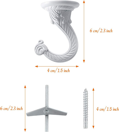 Hotop 6 Pieces Swag Ceiling Hooks - Heavy Duty Hanging Plants Toggle Hooks for Indoor Outdoor Use