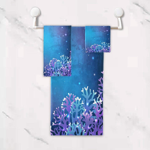 Sets,Dreamy 3-Piece 1 1 1 Set 3 ALAZA Towel Bathroom Glowing Seahorse Towels Bath Towel Washcloth Hand Towel, Bath