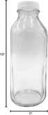 The Dairy Shoppe 1 4 Pack 33.8 Oz Ltr. Glass Milk Bottle with Cap. Square Style