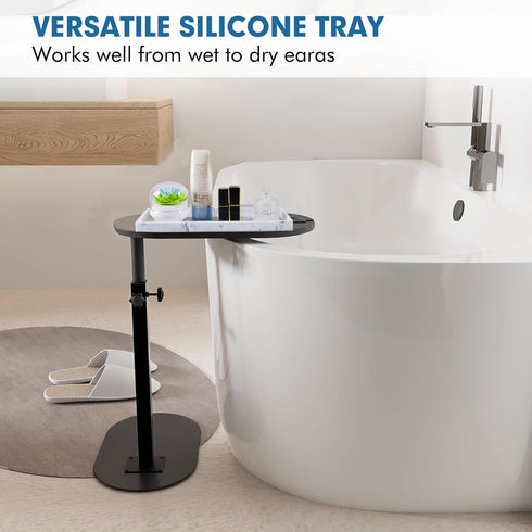 Bloss Silicone Bathroom Tray with Soap Holder - 7.9" Marble Vanity Tray for Bathroom Counter, Sponge Holder