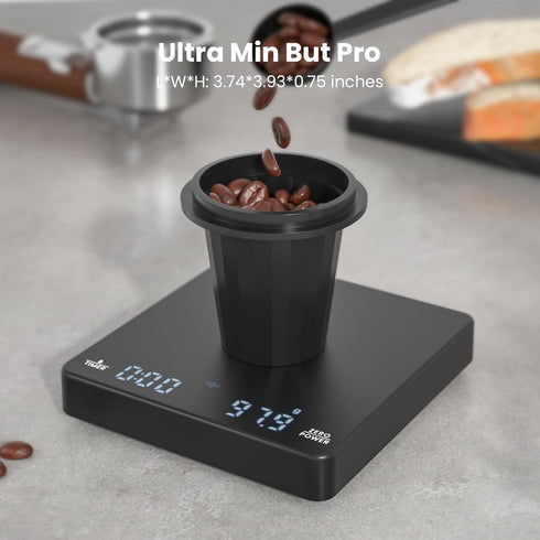 2kg/0.1g Mini Coffee Scale with Timer, Maestri House Rechargeable Espresso Scale, Accurate Scale for Espresso