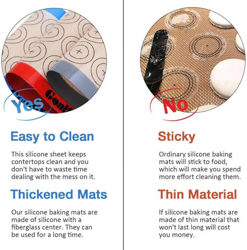 Small Macaron Silicone Baking Mat, 3 Pack Quarter Sheet Baking Mats (11.8 x 7.8 IN) for Macarons, Cookies, Pastry, Pizza