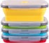 Set of 4 Collapsible Food Storage Containers with Airtight Lid, 27 oz, Kitchen Stacking Silicone Meal Prep Containers