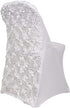 1 Set Rosette Efavormart White Satin Spandex Stretch Folding Chair Cover for Party Dining Chairs Wedding W/Foot Pockets