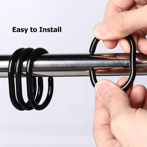 Premium Plastic Shower Curtain Rings, 24Pcs Hooks with Easy Snap Closure for Standard Shower Rods