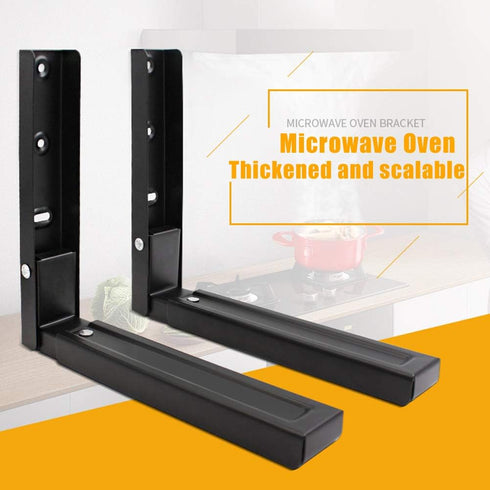 Foldable Arm Adjustable Microwave Wall Mount Brackets, Extensible Wall Hanging Oven Stand Shelf Rack, Load 100 lb