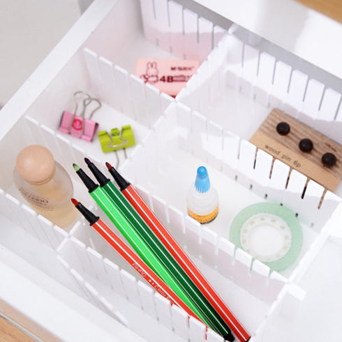 ShineMe Drawer Dividers, 8pcs Adjustable Plastic Grid Organizers for Household Storage, Makeup, Socks, Underwear,
