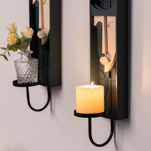 Set 2 17.7 4.33 5.1 inches, of Boho Wall Decor, Modern Abstract Face Candle Sconces, Artistic Sculptural Design, x x