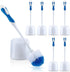 Tioncy 6 Pack Toilet Brush with Holder, Toilet Bowl Brush and Caddy Set for Bathroom Cleaning Supplies (Blue, White)