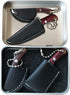 HAOXU Mini Pocket Knife Set, Damascus Tiny Knife for Beer Bottle Opener, Package Box Cutter, Necklace Knife - 4pcs