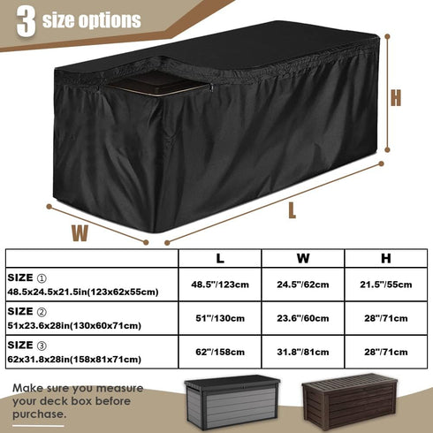 Gicov Deck Box Cover Waterproof Heavy Duty Patio Storage Box with Zipper Outdoor Ottoman Bench Cover Rectangular