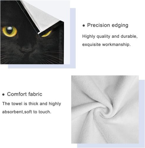 AUUXVA 3-Piece Set, Sets 1 1 1 Towel Cute Black Animal Cat Bath Towel Absorbent Soft Towels for Bathroom Quick Dry