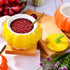 Pumpkin Shape Ceramic Sugar Bowl with Lid and Spoon, Elegant Design for Home and Kitchen, Yellow, 10.5 OZ
