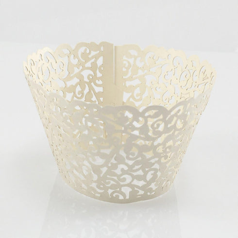 YOZATIA 60PCS Ivory Cupcake Wrappers, Lace Cupcake Liners for Wedding/Birthday Party Decoration