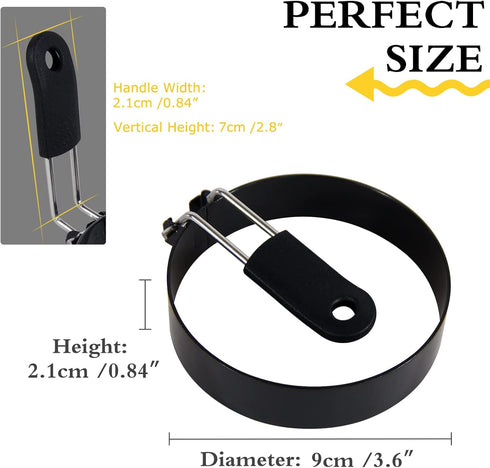 3.5'' Egg Rings with Silicone Handle, Stainless Steel Egg Cooking Rings Nonstick For Frying Eggs and Egg Mcmuffins, Egg Mold For Breakfast