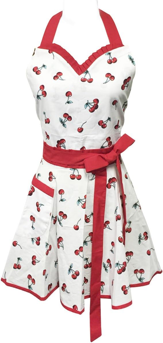Wrapables Sweet Cherries Adjustable Flirty Hostess Apron