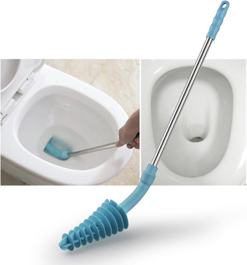 Samshow Toilet Plunger with Stainless Steel Handle and Wall Hook, Designed for Siphon-Type Toilet Pipe