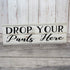 Drop Your Pants Here Laundry Chic White Farmhouse Wood Sign, 6 x 18 Wall Décor Gift