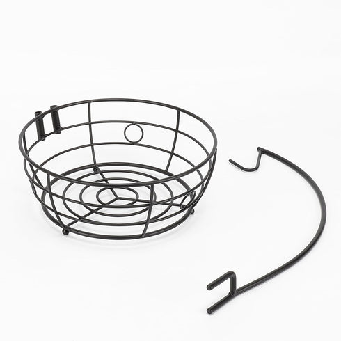 Countertop Fruit Basket Bowl with Banana Hanger, Modern Storage for Fruits and Vegetables, Round Metal, Black