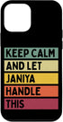 iPhone 12 mini Funny Custom Retro Case, Keep Calm And Let Janiya Handle This