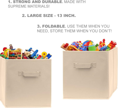 Pomatree 13x13x13 Inch Storage Cubes | 6 Pack | Large Fabric Bins with Dual Handles for Home Organization