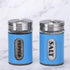Salt and Pepper Shakers Stainless Steel and Glass Set with Adjustable Pour Holes (Blue) by STJKBDFC