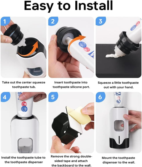 3-Level 2 Smart Automatic Electric Toothpaste Dispenser for Kids - Wall Mounted Bathroom Squeezer with Adjustment