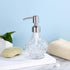 Soap Dispenser with Stainless Steel Pump, Clear Crystal Design, Vintage Elegant Refillable Liquid Hand Soap Dispenser
