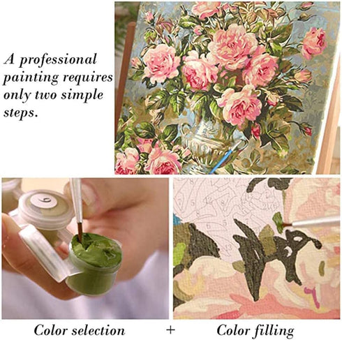 Colorful Potted Plants Digital Painting Kit, Paint by Numbers for Adults, Acrylic Oil Painting Set, 12x16 in (Frameless)