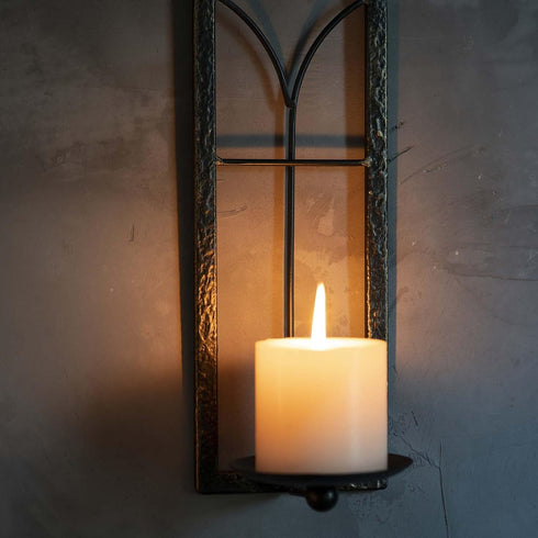 Set 2 GAKA Metal Rustic Wall Sconce Candle Holder of Black Gold Wall Gothic Mount Candle Sconce Holder for Living Room