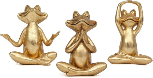 Suoedd Gold Frog Figurines Yoga Decor 3.7In Set of 3 Frog Yoga