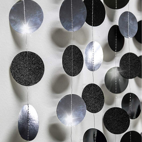 Decor365 Rose Gold Black Circle Garland, Party Decoration Hanging Dots for Birthday, Wedding, Anniversary Supplies