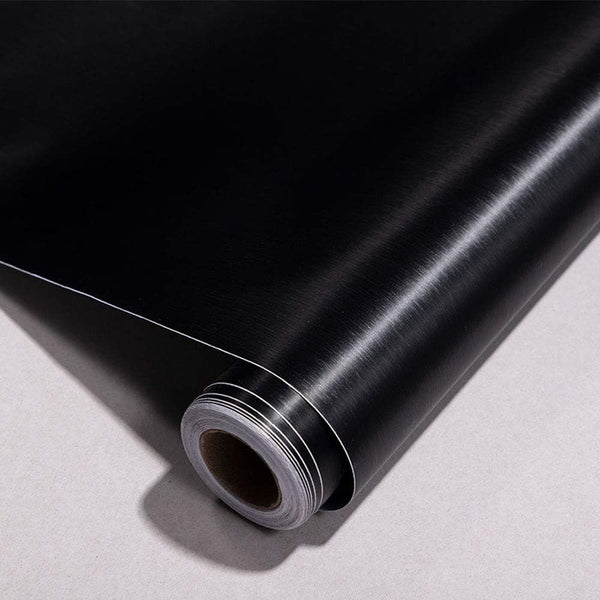 Self Adhesive Vinyl Black Brushed Metal Contact Paper for Refrigerator Dishwasher Stove Oven Doors 15.7x117 Inches