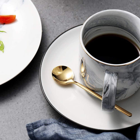 Pack of 8 Gold & Silver Plated Stainless Steel Espresso Spoons, Mini Teaspoons Set for Coffee, Dessert, and Soup
