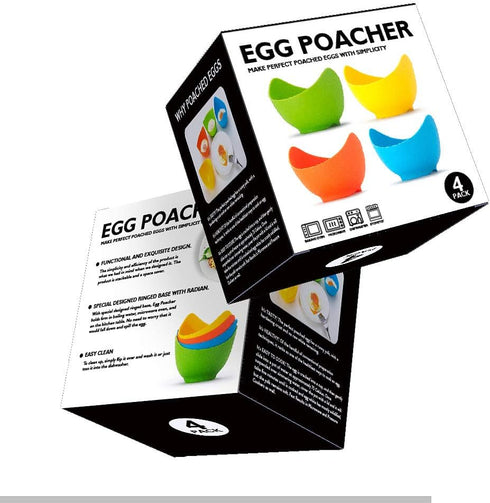 Egg Poacher - KRGMNHR Silicone Cup for Microwave or Stovetop Egg Poaching, 4 Pack with Extra Oil Brush