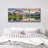 Grand Teton Sunset Landscape Paintings, 3 Panel Wall Art Prints on Canvas, Framed 36" Wx16" H House Decor