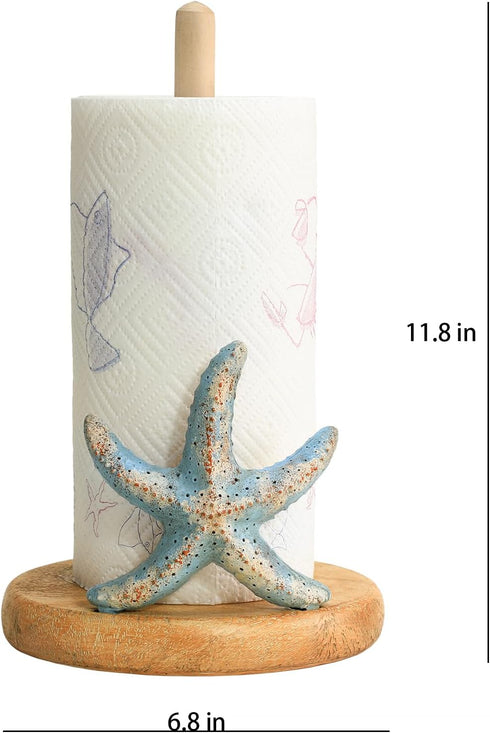 Bicuzat Countertop, Retro Starfish Style Paper Towel Holder Stand, Resin Starfish Crafts Display for Kitchen Cafe