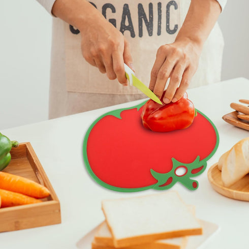 Kichvoe Tomato Shaped Plastic Cutting Board, Creative Kitchen Food Chopping Mat for Veggies & Cheese 31.80X26cm