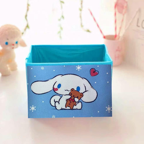 Kerr's Choice Collapsible Storage Bin, Kawaii Storage Box Blue Foldable Baskets for Office Desk Room Decor